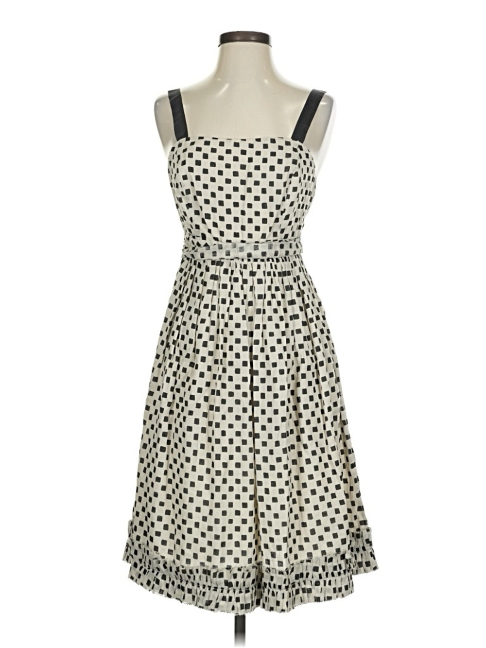 Classic Black and White Square-Print Sundress